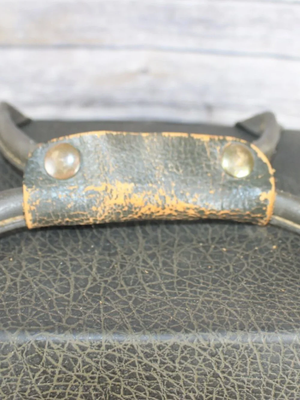 Vintage Style Hard Camera Case Olive Green Canvas Leather Shoulder Carry Suede